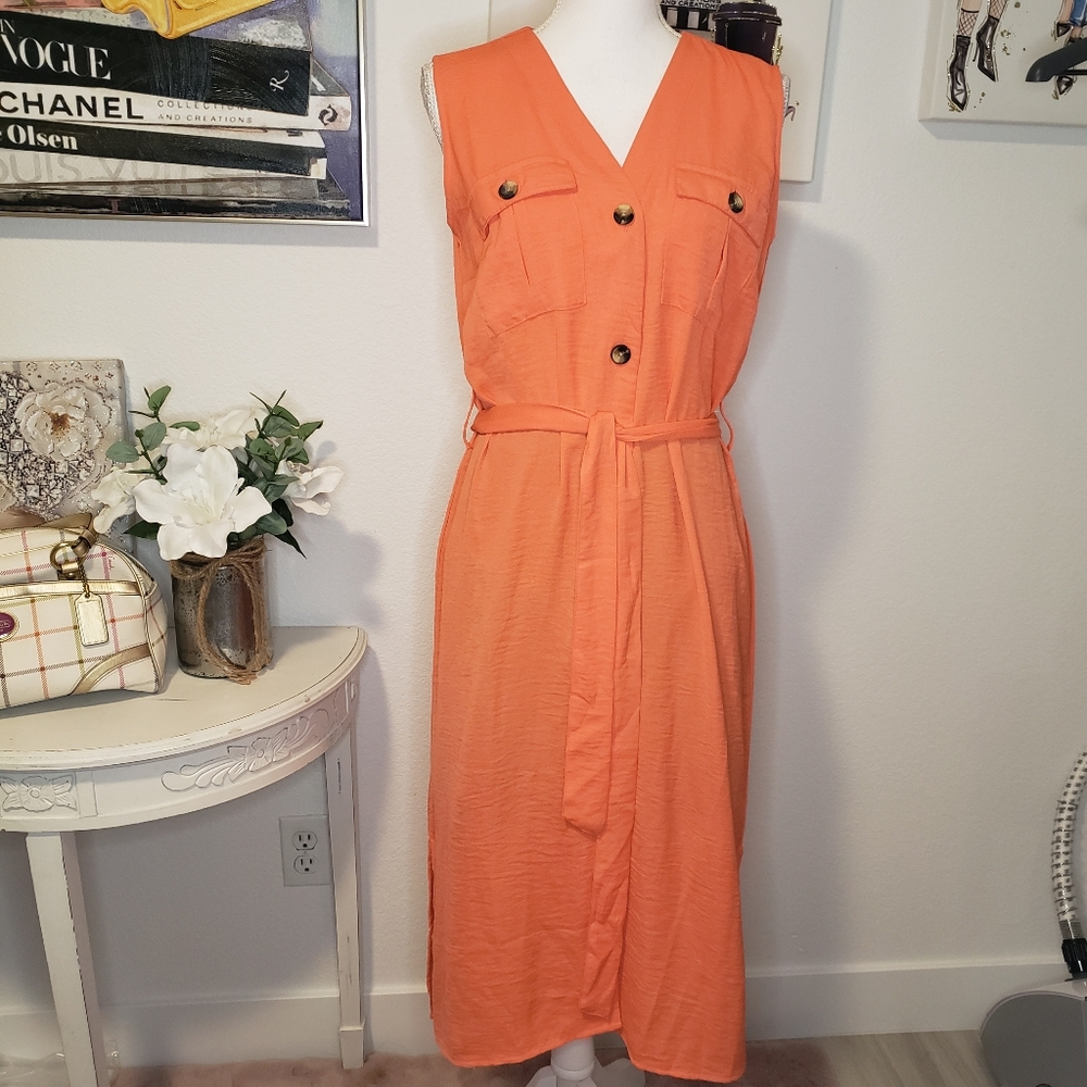 Sleeveless Orange Dress